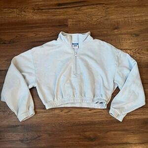 Aritzia TNA Cropped Blue‎ Quarter Zip Sweater Womens Small Activewear Preppy